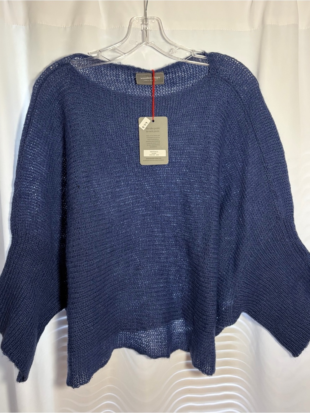NWT WOODEN SHIPS Periwinkle Ruana Sweater size S/M